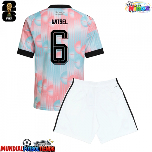 Camiseta Bélgica Axel Witsel #6 Segunda Equipación Replica Mundial 2026 para niños mangas cortas (+ Pantalones cortos)